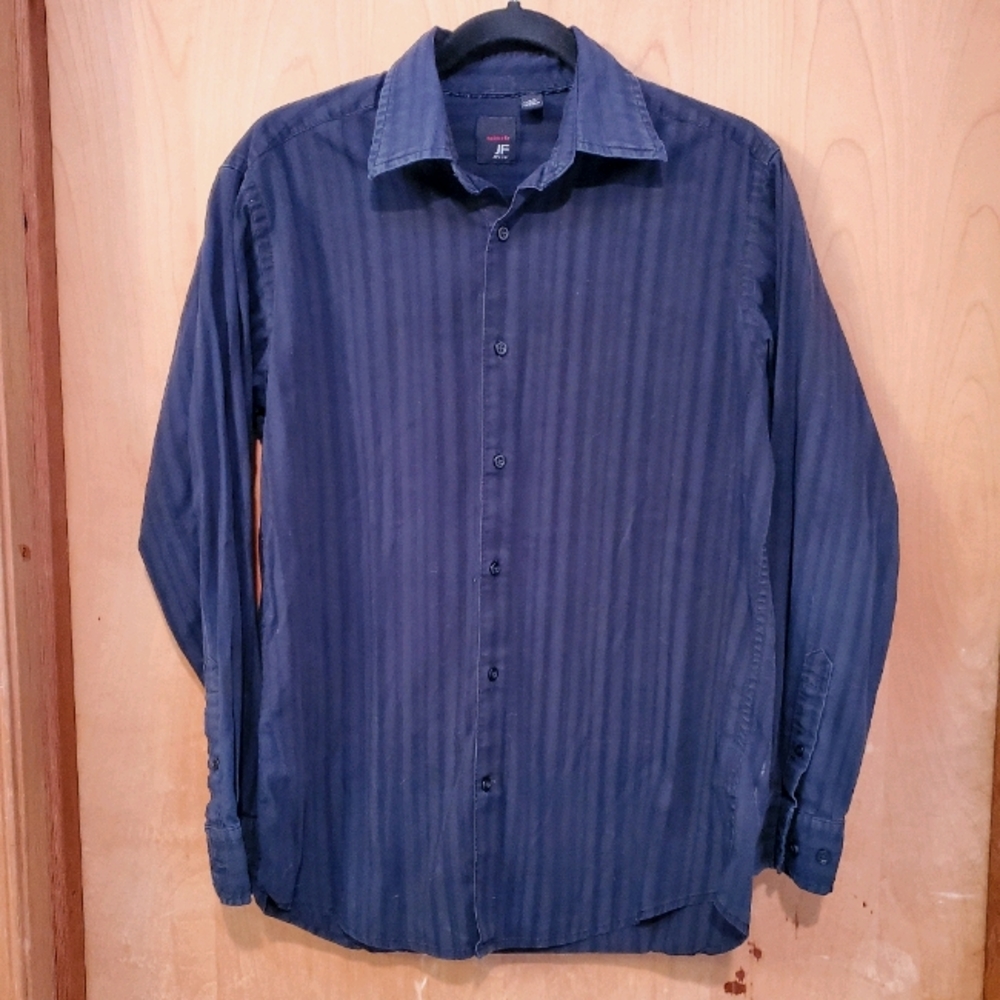 🔴 J Ferrar Black Stripe Shirt - Medium